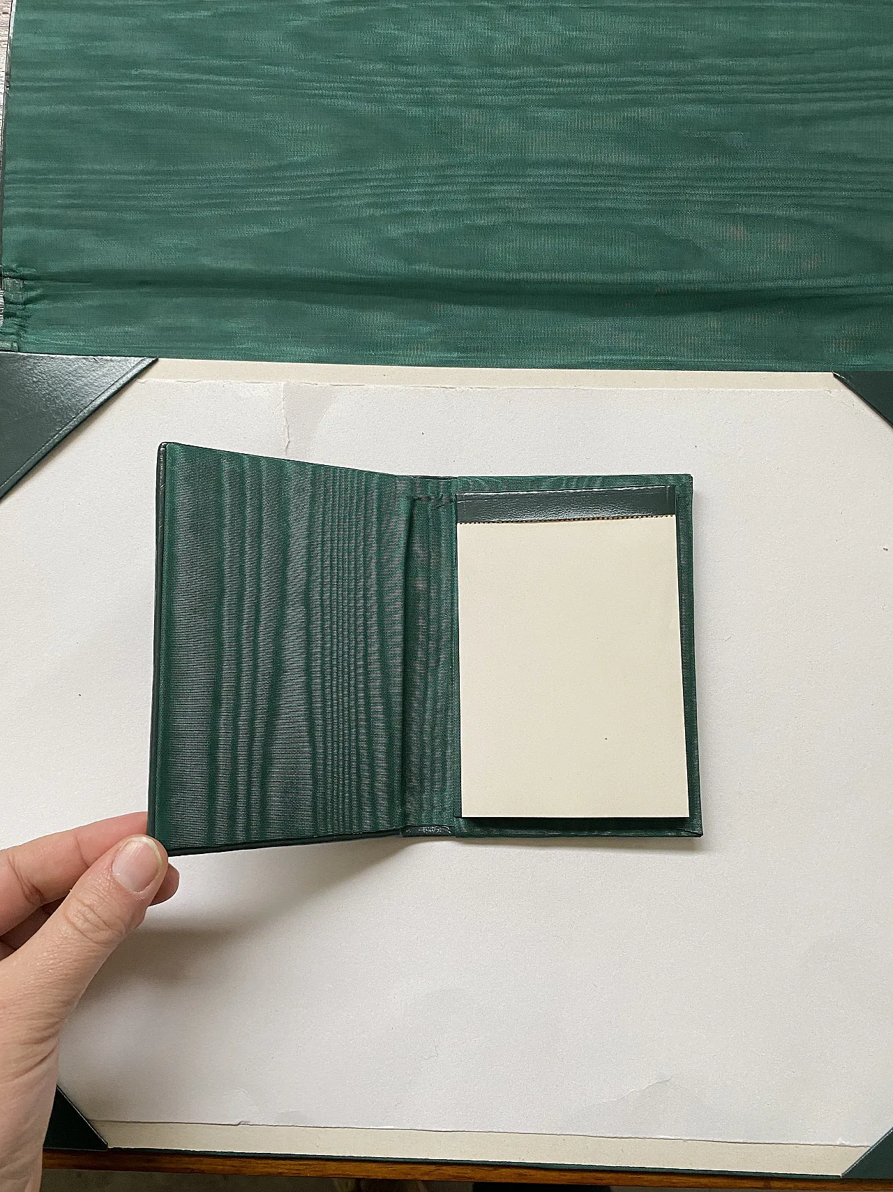 Green leather desk set, 60s 5