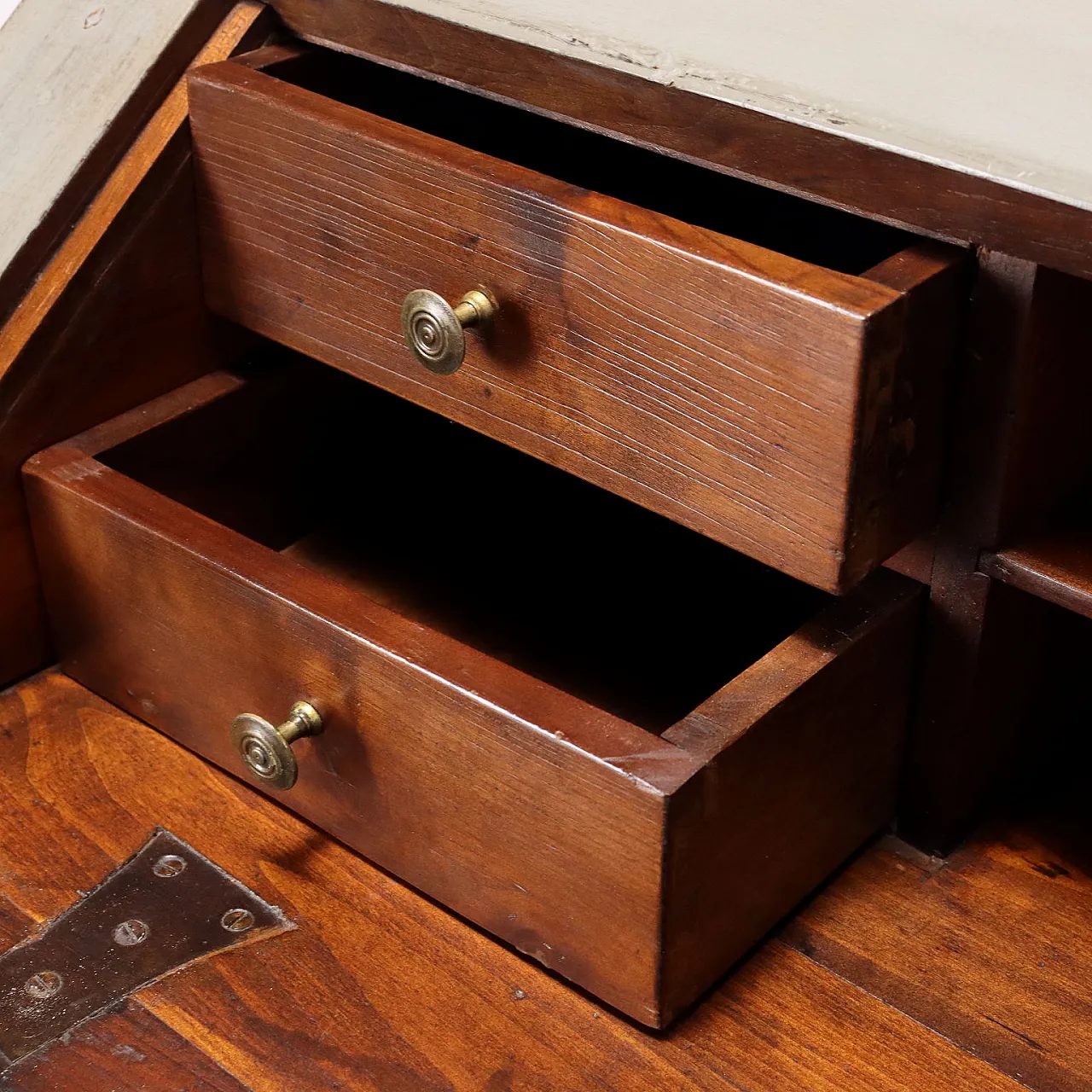 Neoclassical walnut flap wardrobe with 3 drawers, 20th century 5