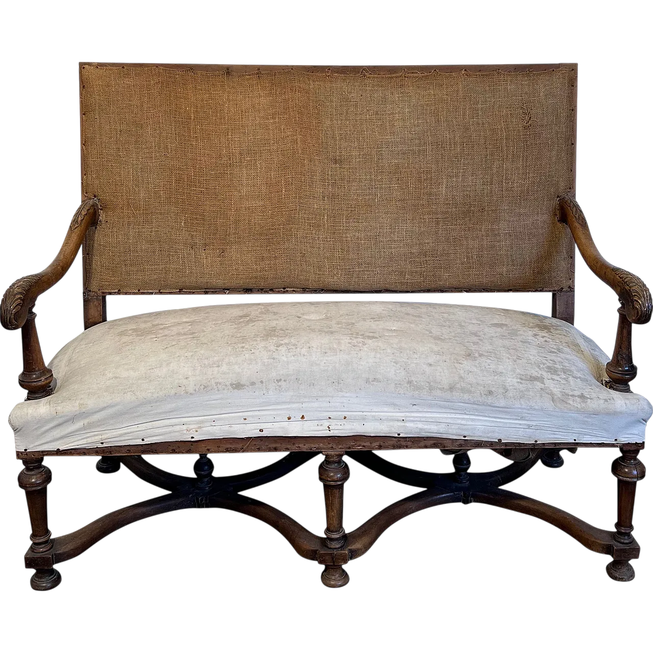 High-backed walnut sofa in Louis XIII style, late 19th century 21