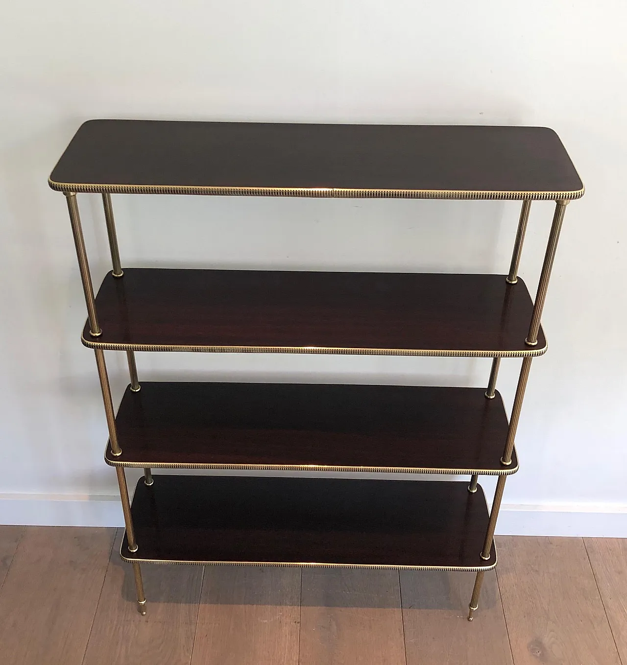 Wood and brass shelves by Maison Jansen, 1940s 3