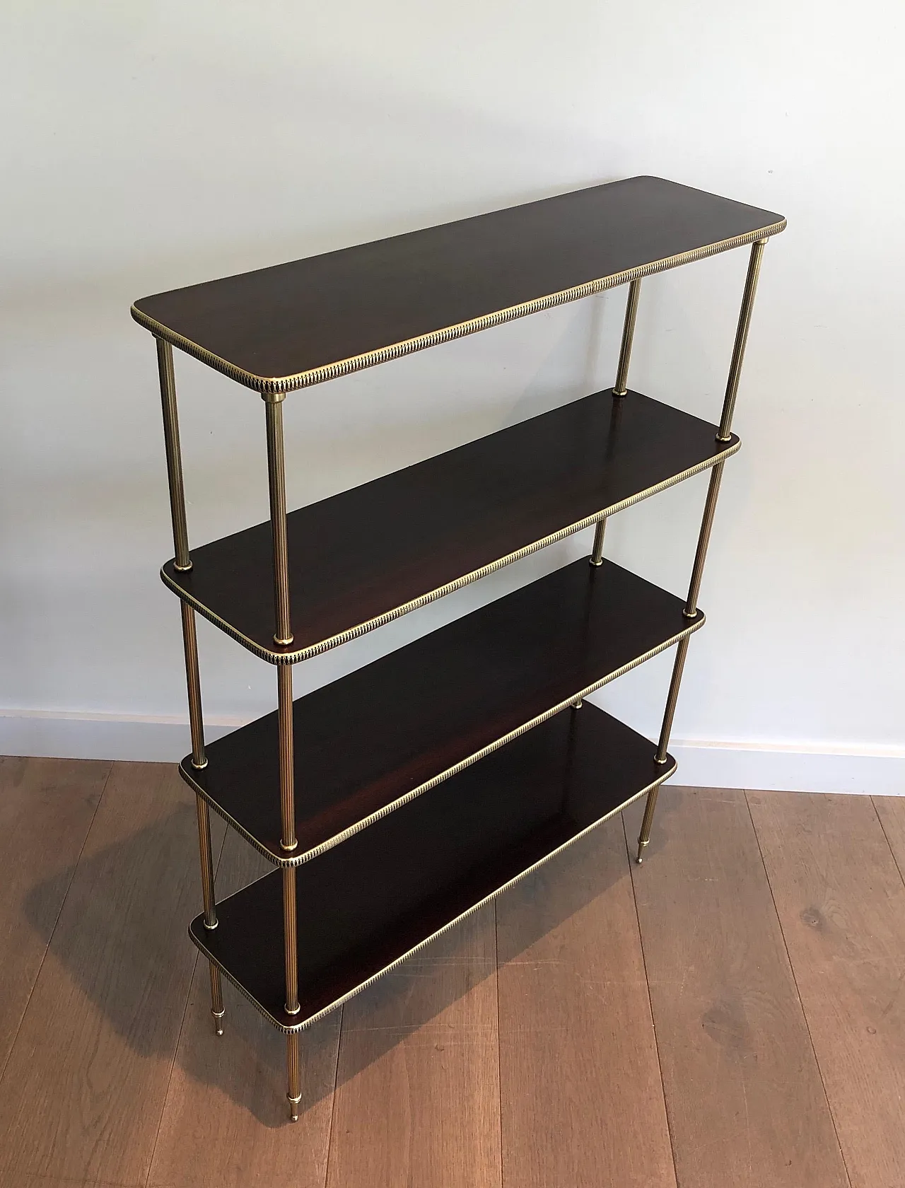 Wood and brass shelves by Maison Jansen, 1940s 10