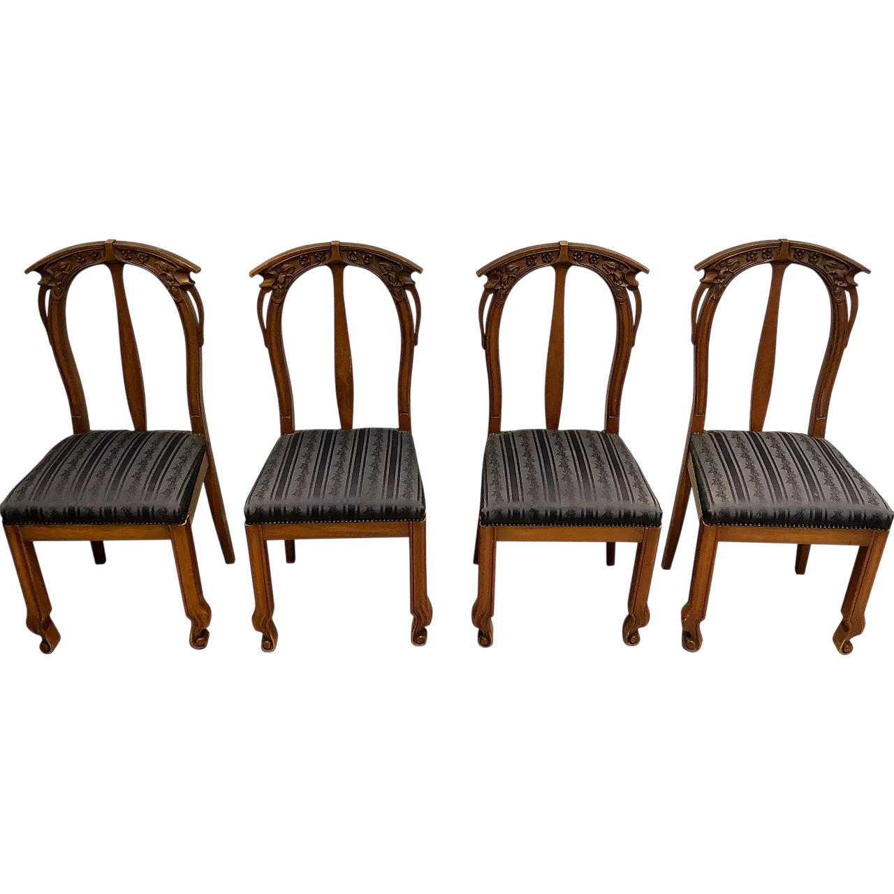 4 Wooden chairs decorated with flowers and plants, early 20th century 21