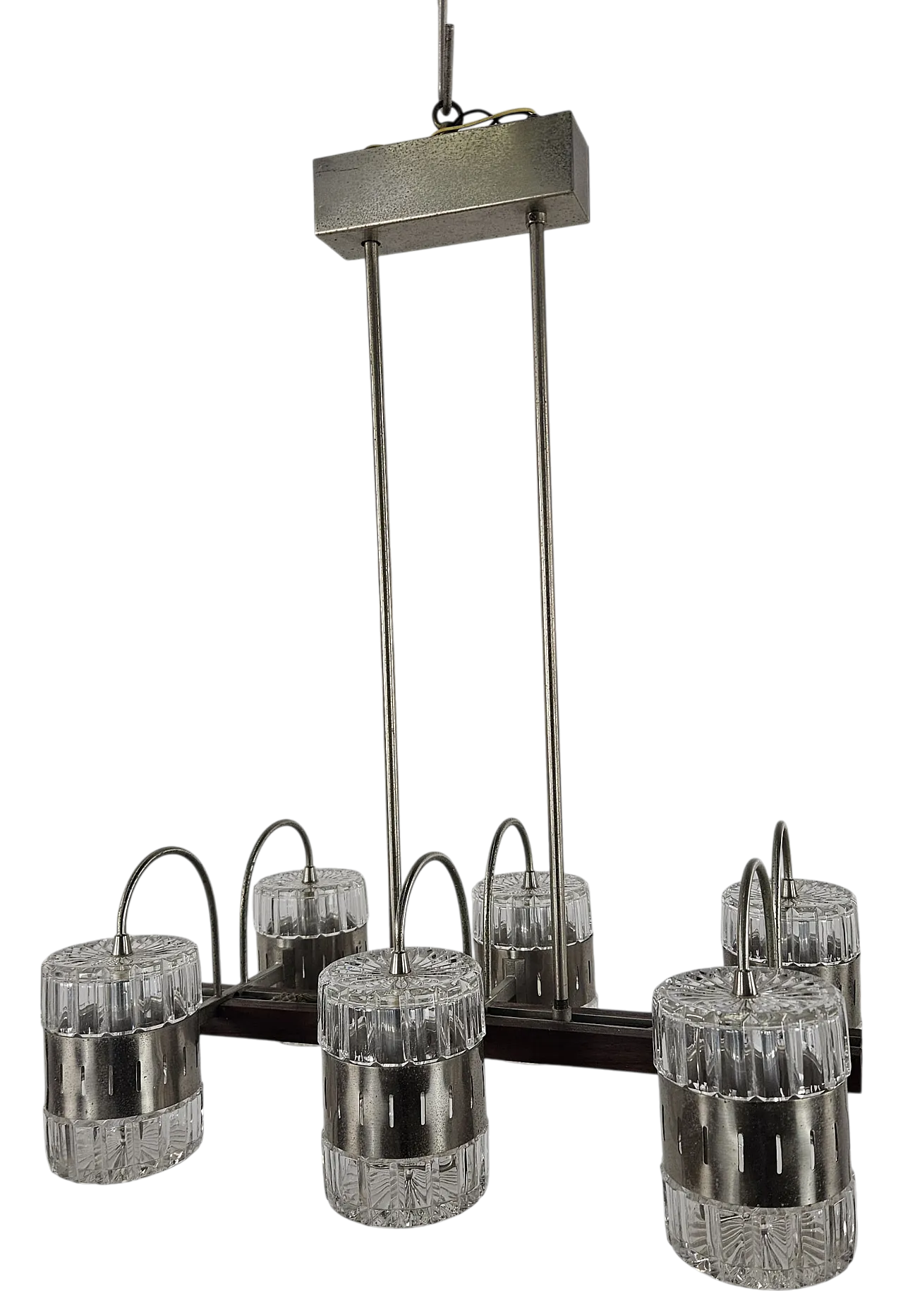 Six-point chandelier in Murano glass and metal, 1970s 14