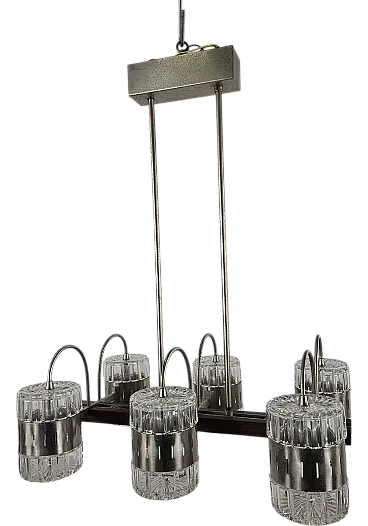 Six-point chandelier in Murano glass and metal, 1970s