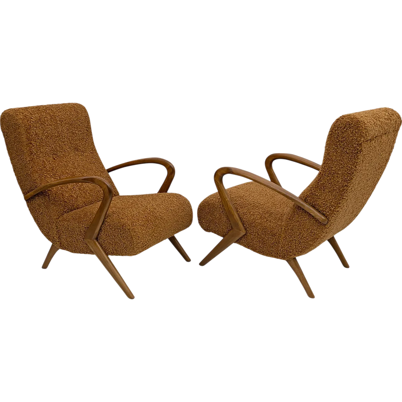 Pair of bouclé armchairs attributed to Paolo Buffa, 1950s 11