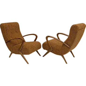 Pair of bouclé armchairs attributed to Paolo Buffa, 1950s