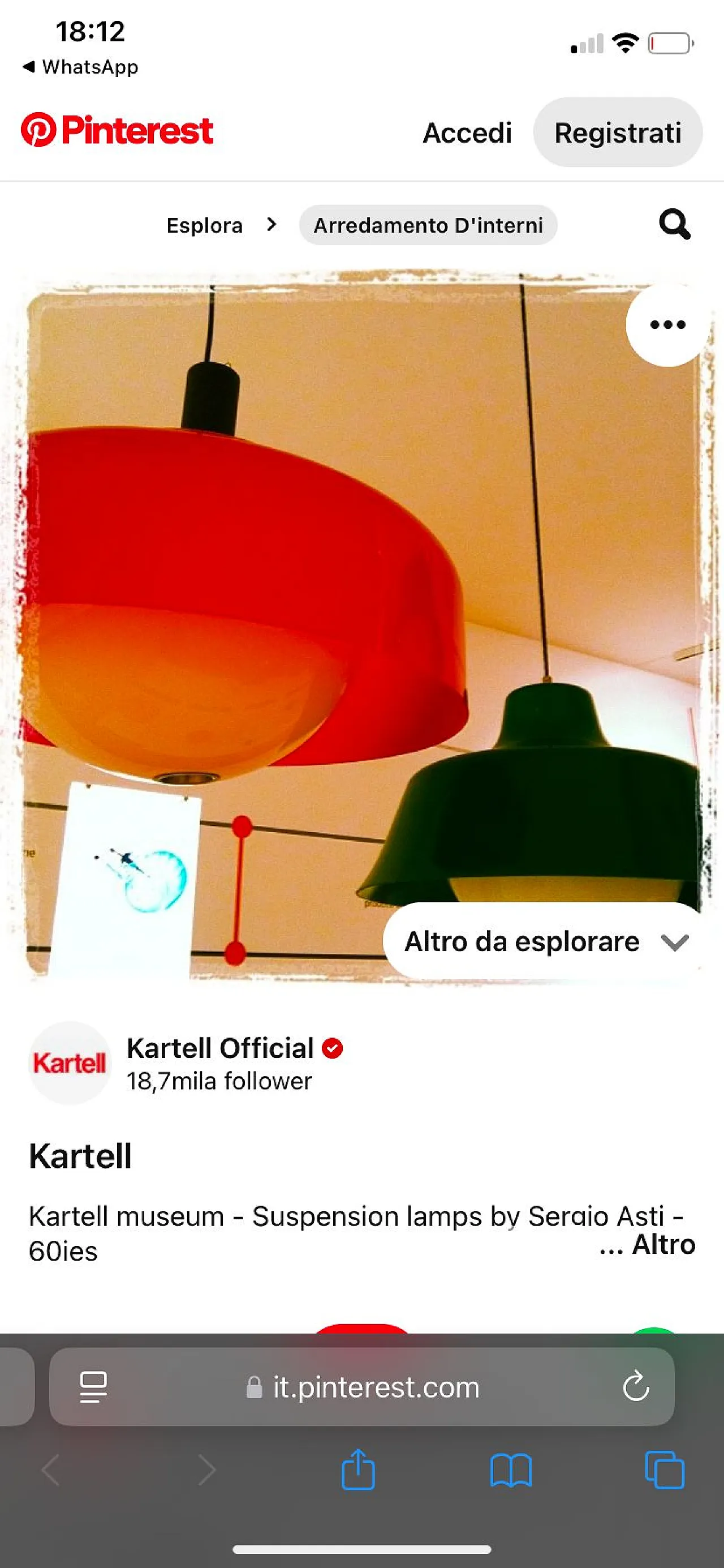 Chandelier by Sergio Asti for Kartell, 60s, 18