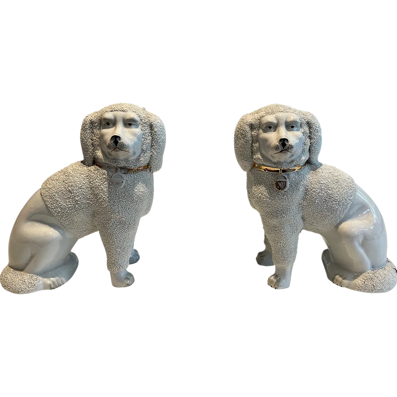 Pair of Cavalier King Spaniel dogs in Staffordshire porcelain, 1800s 21