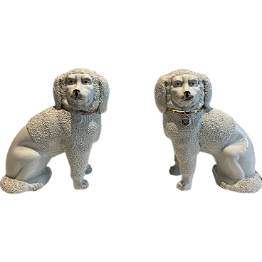 Pair of Cavalier King Spaniel dogs in Staffordshire porcelain, 1800s