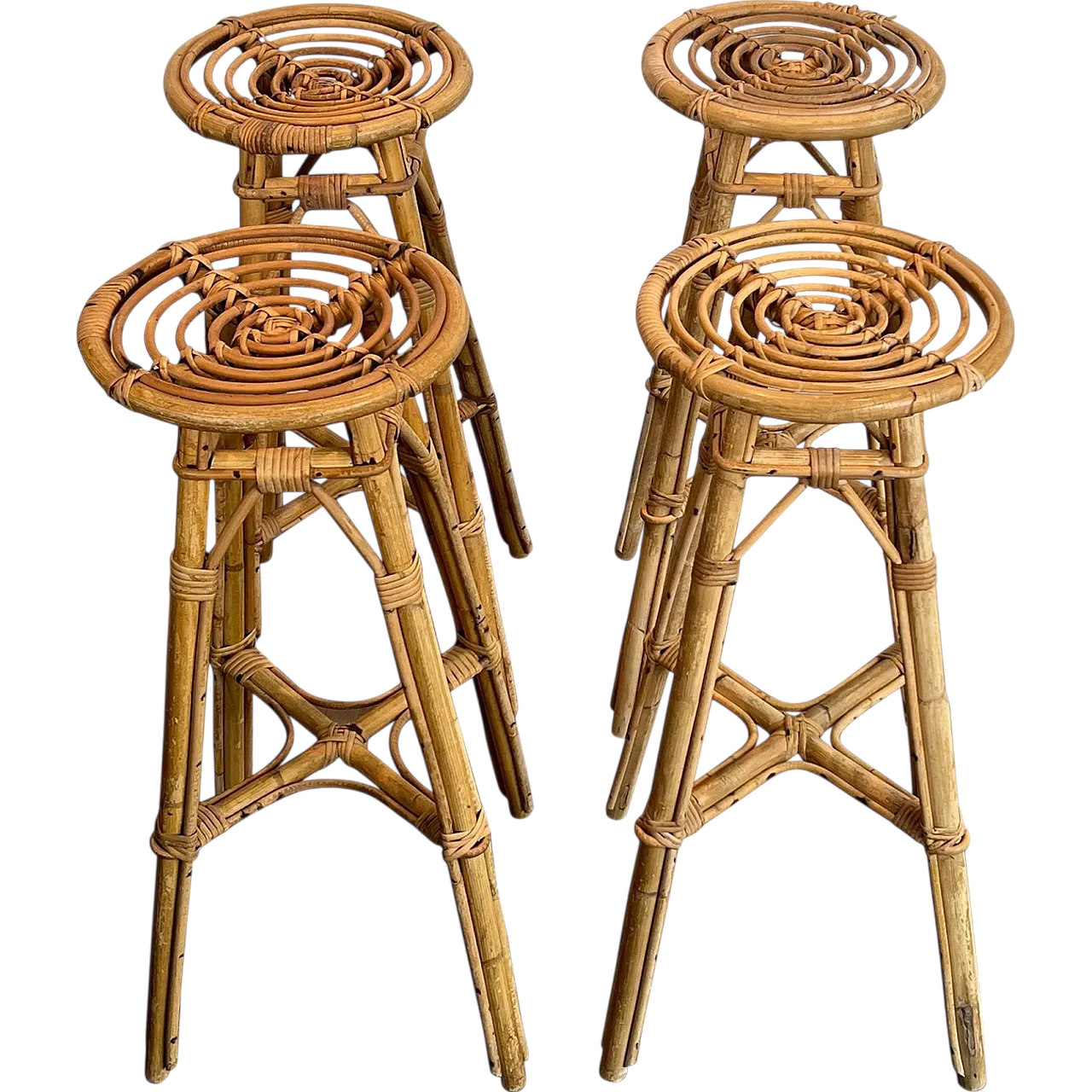 4 Rattan stools, 1970s 21