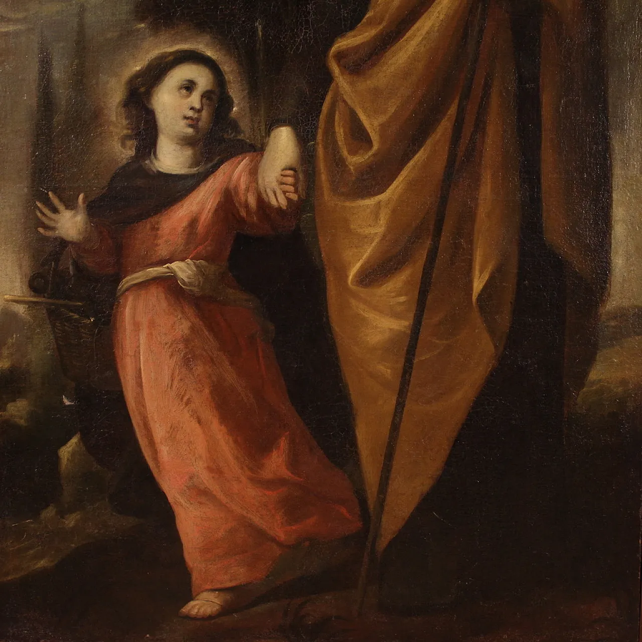 St. Joseph leads Jesus by the, oil on canvas, 17th century 4