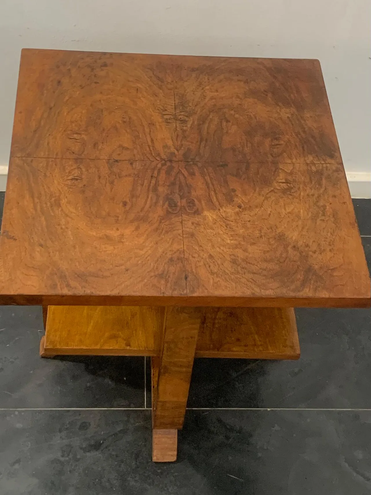 Art Deco Rationalist Walnut and Briar Coffee Table, 1930s 4