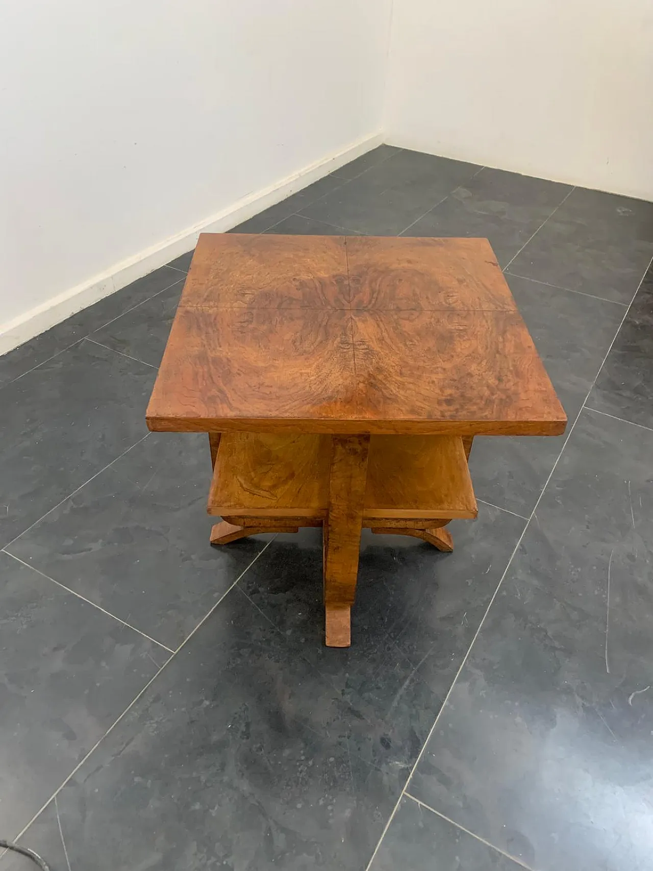 Art Deco Rationalist Walnut and Briar Coffee Table, 1930s 11