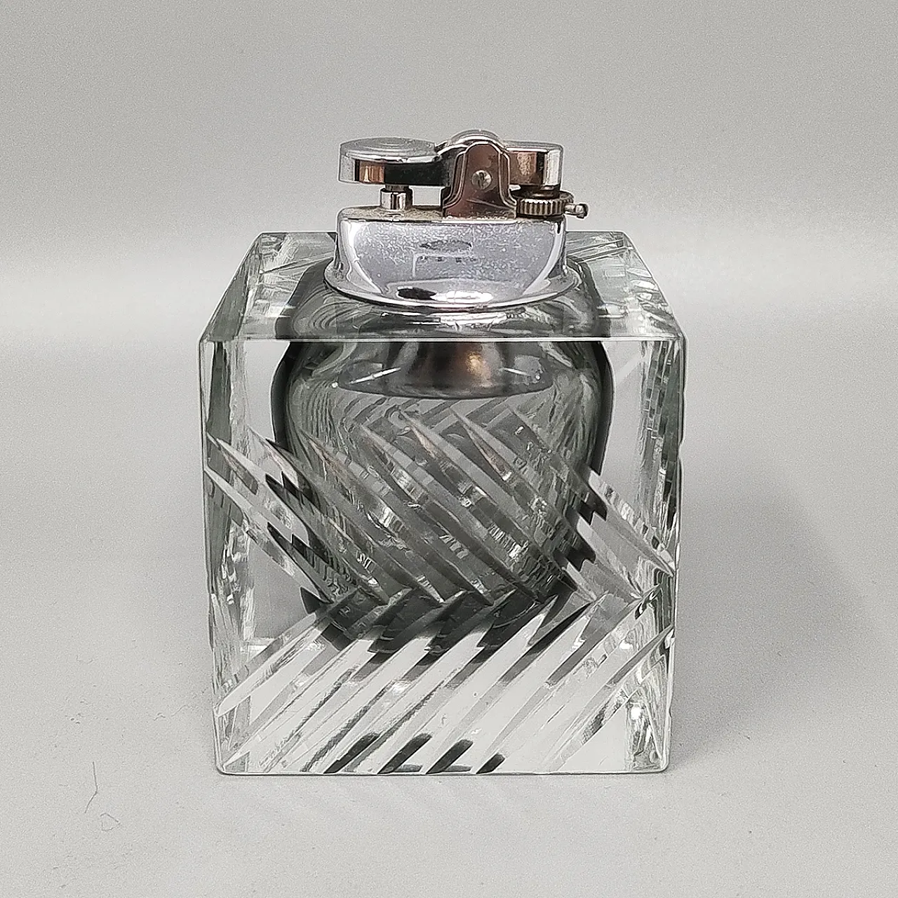 Gray table lighter in Murano sommerso glass by Flavio Poli, 60s 2