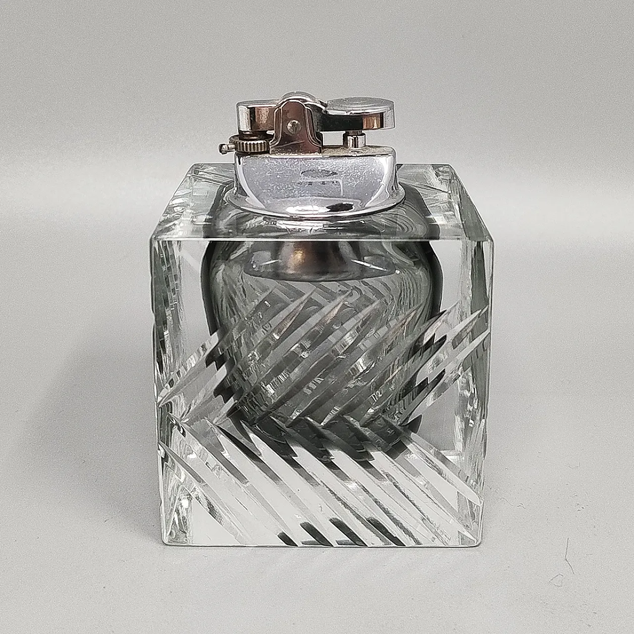 Gray table lighter in Murano sommerso glass by Flavio Poli, 60s 3