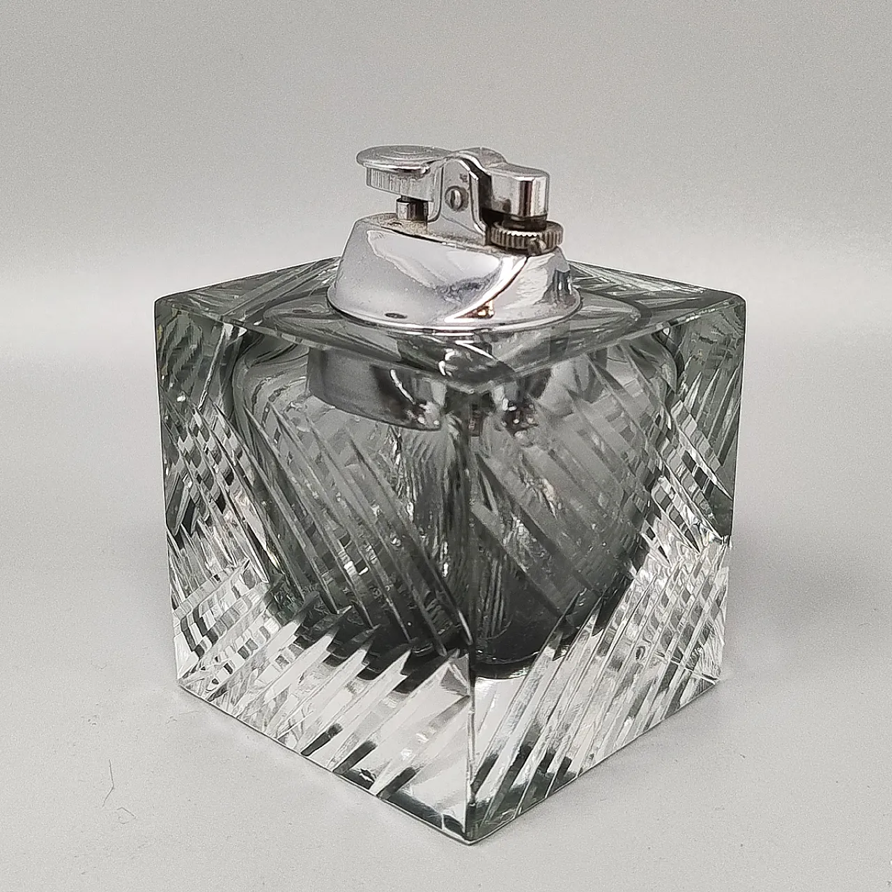 Gray table lighter in Murano sommerso glass by Flavio Poli, 60s 4