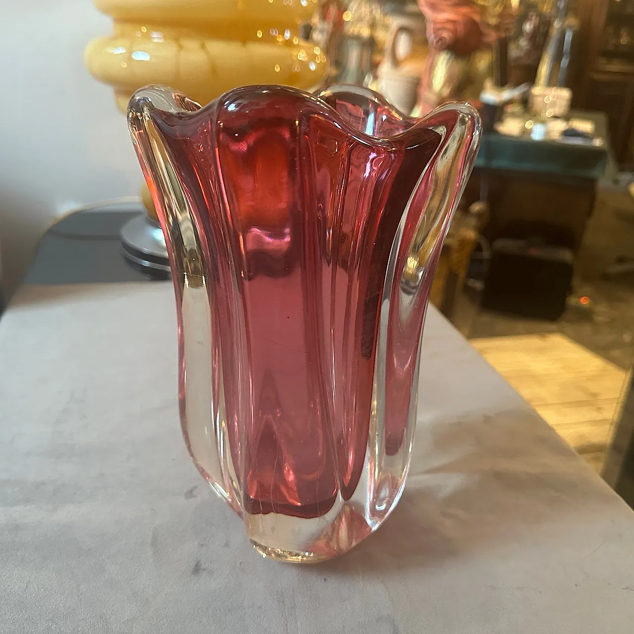 Vaso in vetro di Murano sommerso di Flavio Poli per Seguso, anni '60 3