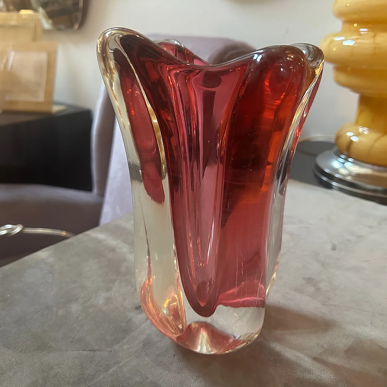 Vaso in vetro di Murano sommerso di Flavio Poli per Seguso, anni '60 4