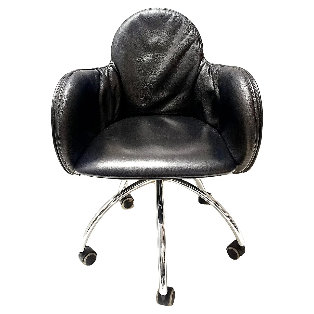 Black Leather Incisa Office Chair by Vico Magistretti for De Padova, 1992 1