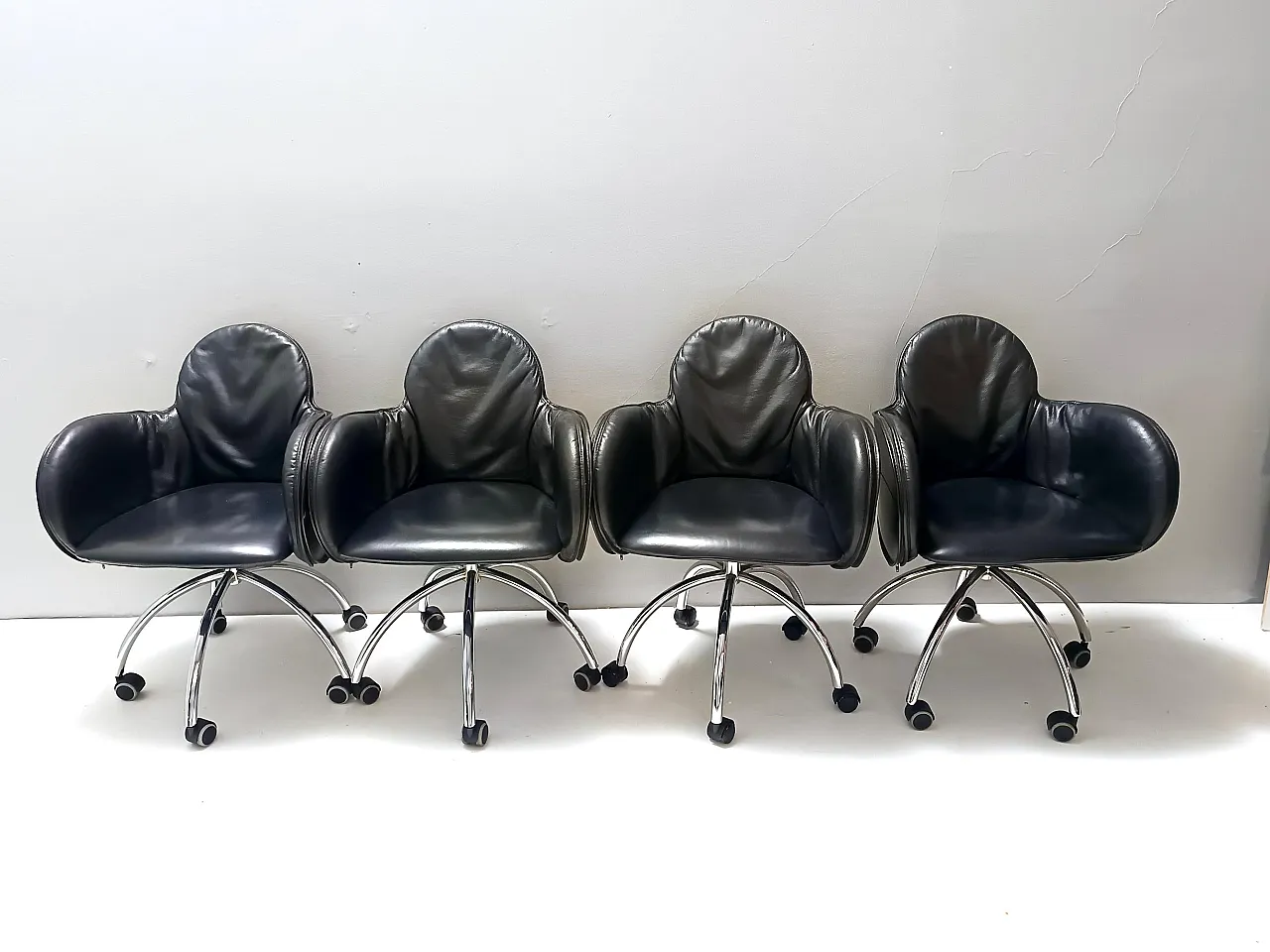 Black Leather Incisa Office Chair by Vico Magistretti for De Padova, 1992 3