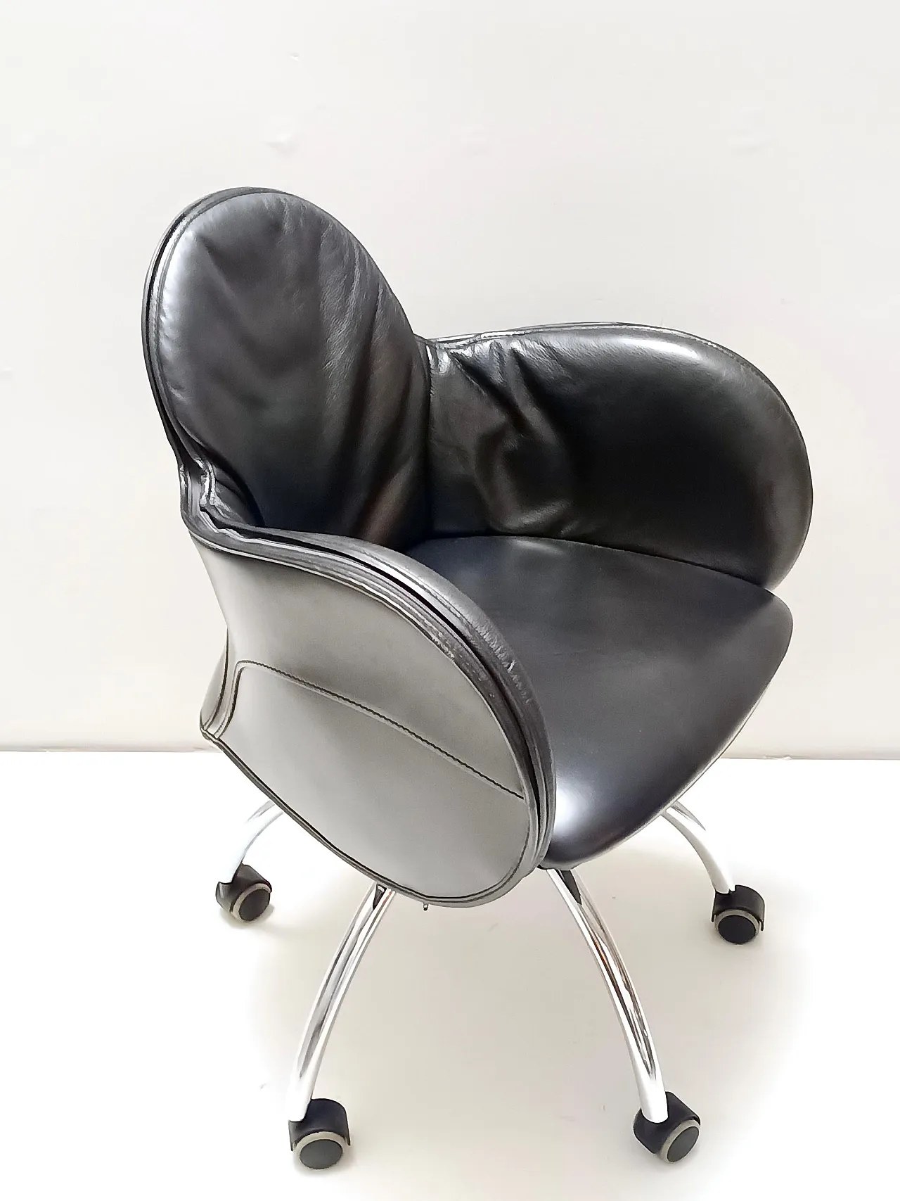 Black Leather Incisa Office Chair by Vico Magistretti for De Padova, 1992 8