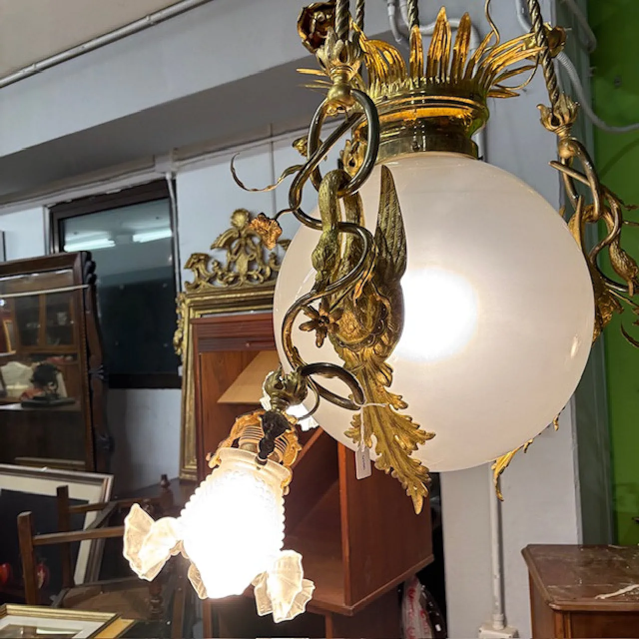 Lampadario Liberty di grandi dimensioni, fine '800 2