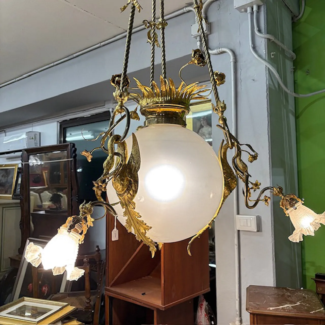 Lampadario Liberty di grandi dimensioni, fine '800 3