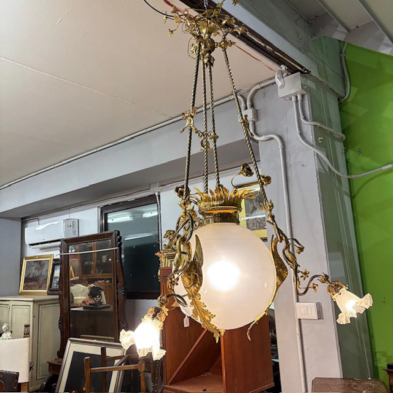 Lampadario Liberty di grandi dimensioni, fine '800 4