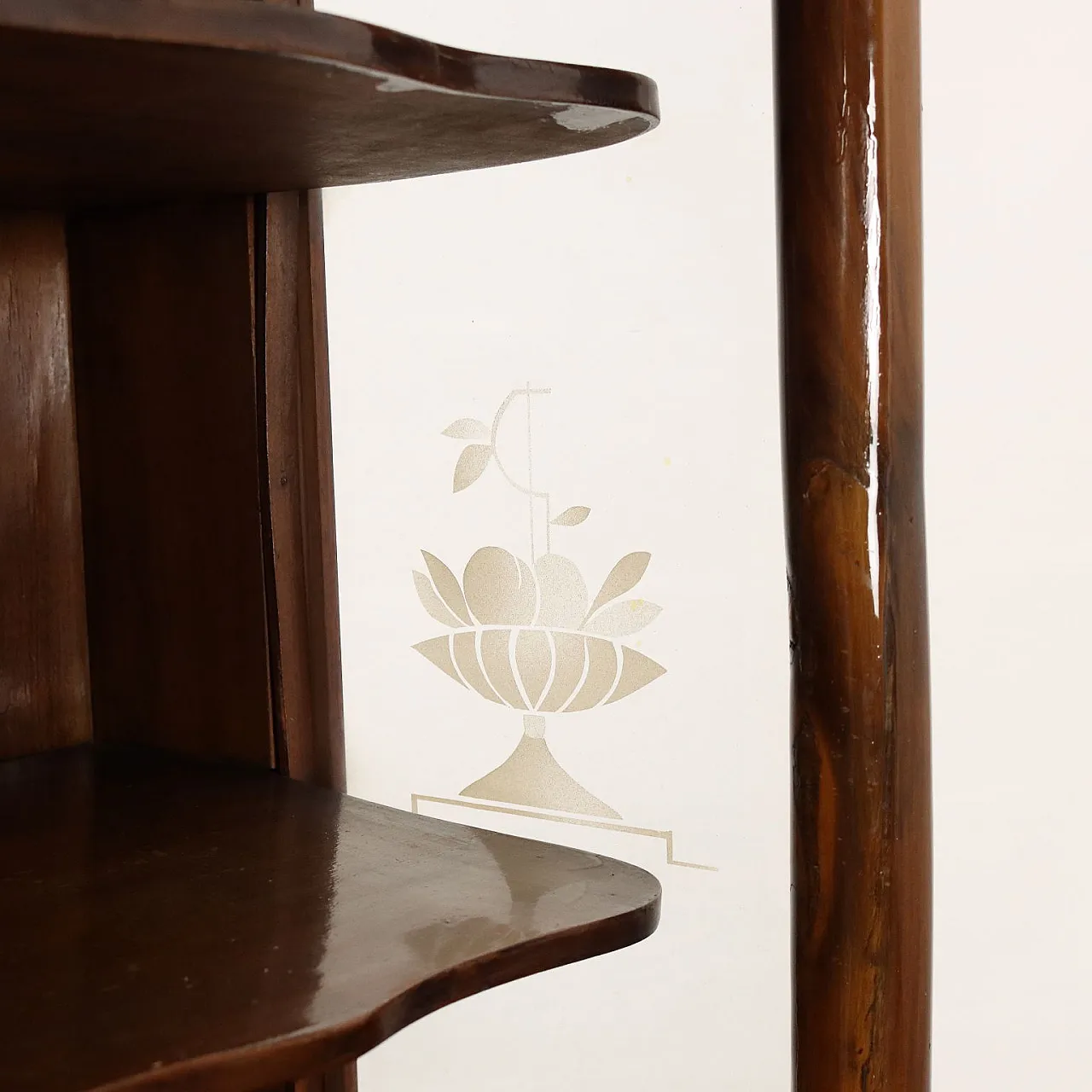 Walnut veneer display cabinet with sliding doors, 1920s 5