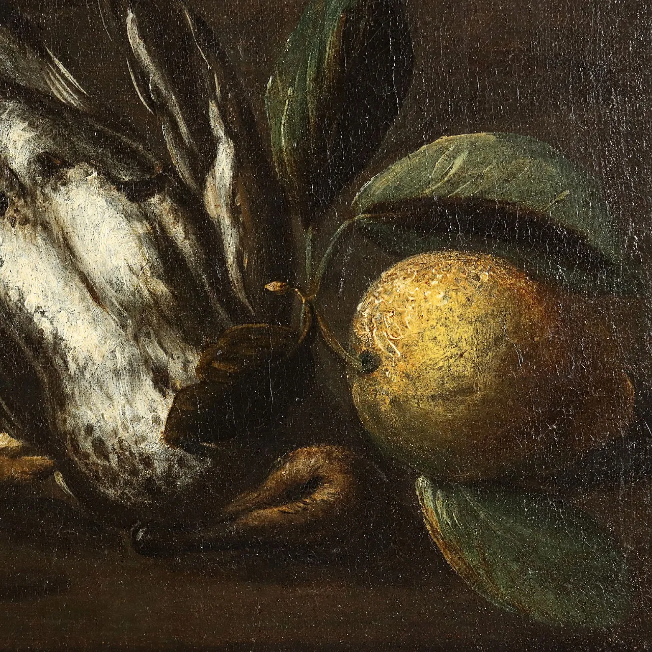 Still life with game, asparagus and chestnuts, oil painting on canvas, 18th century 7