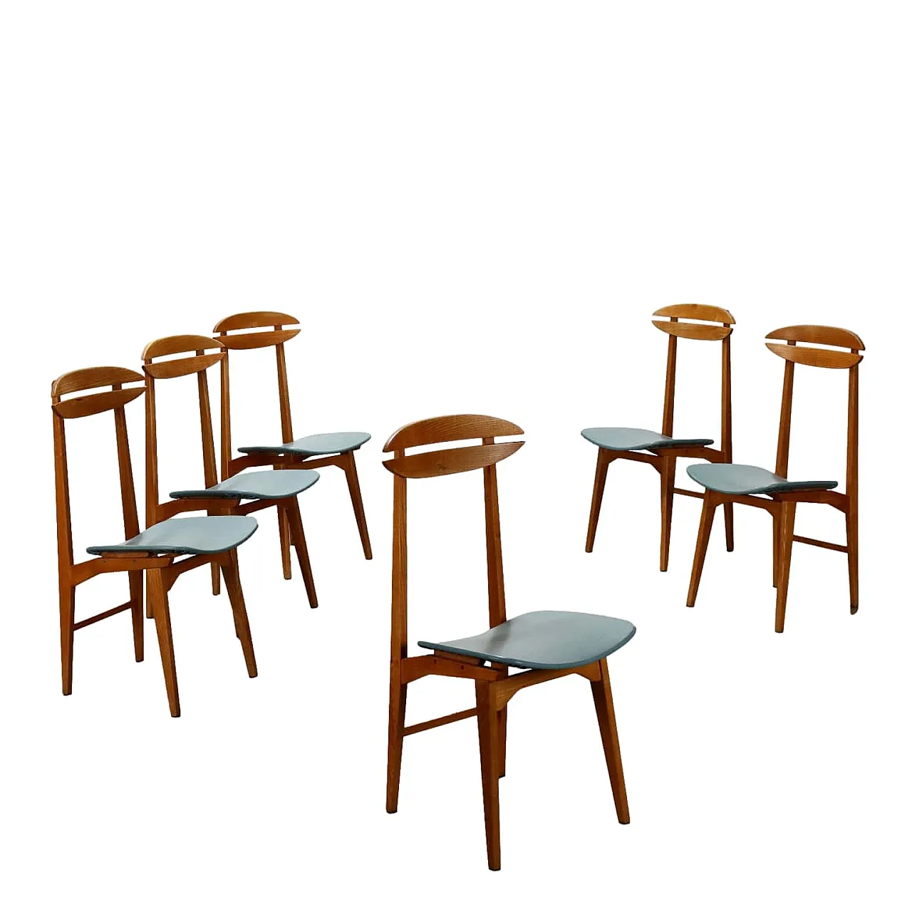 6 Chairs in wood and ski, 1960s 1