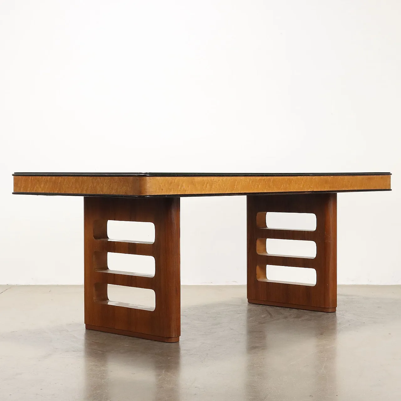 Walnut and glass table by Palazzi dell'Arte Cantù, 1940s 7