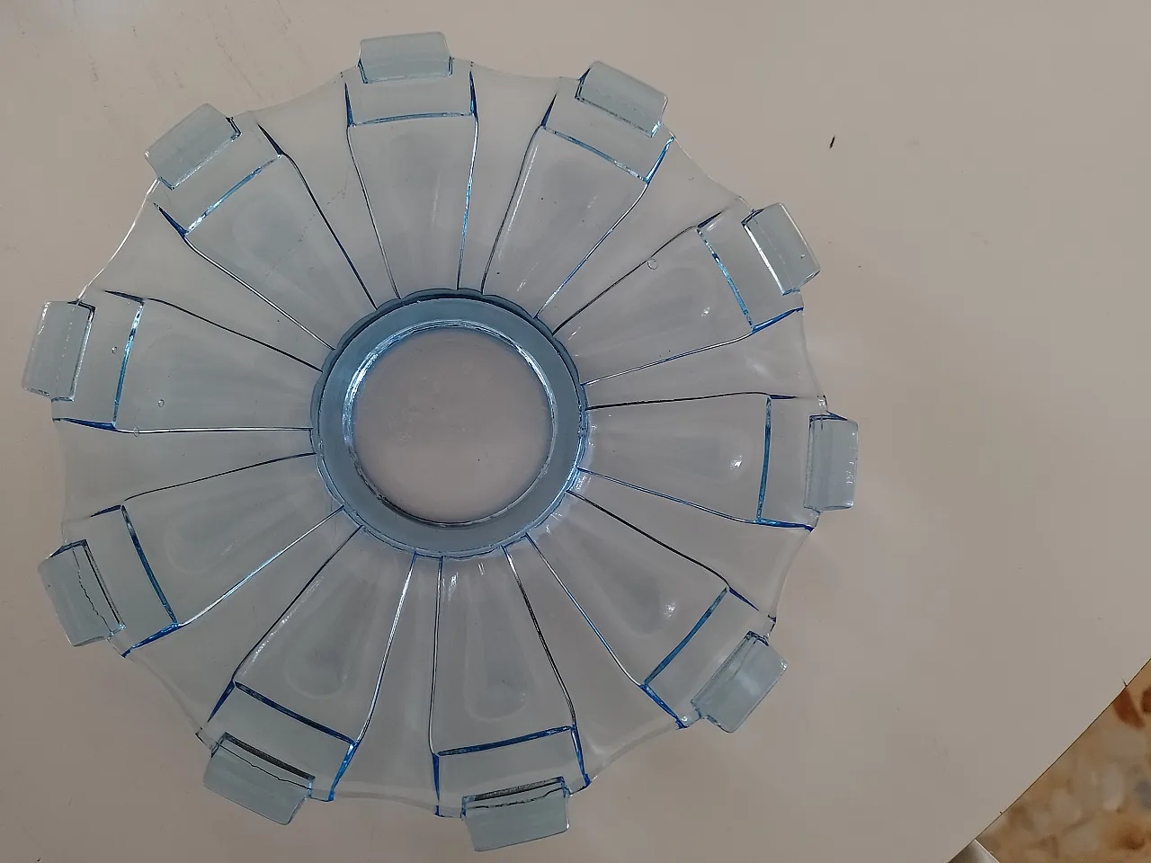 6 Decò Czec blue glass dessert plates, 1970s 2