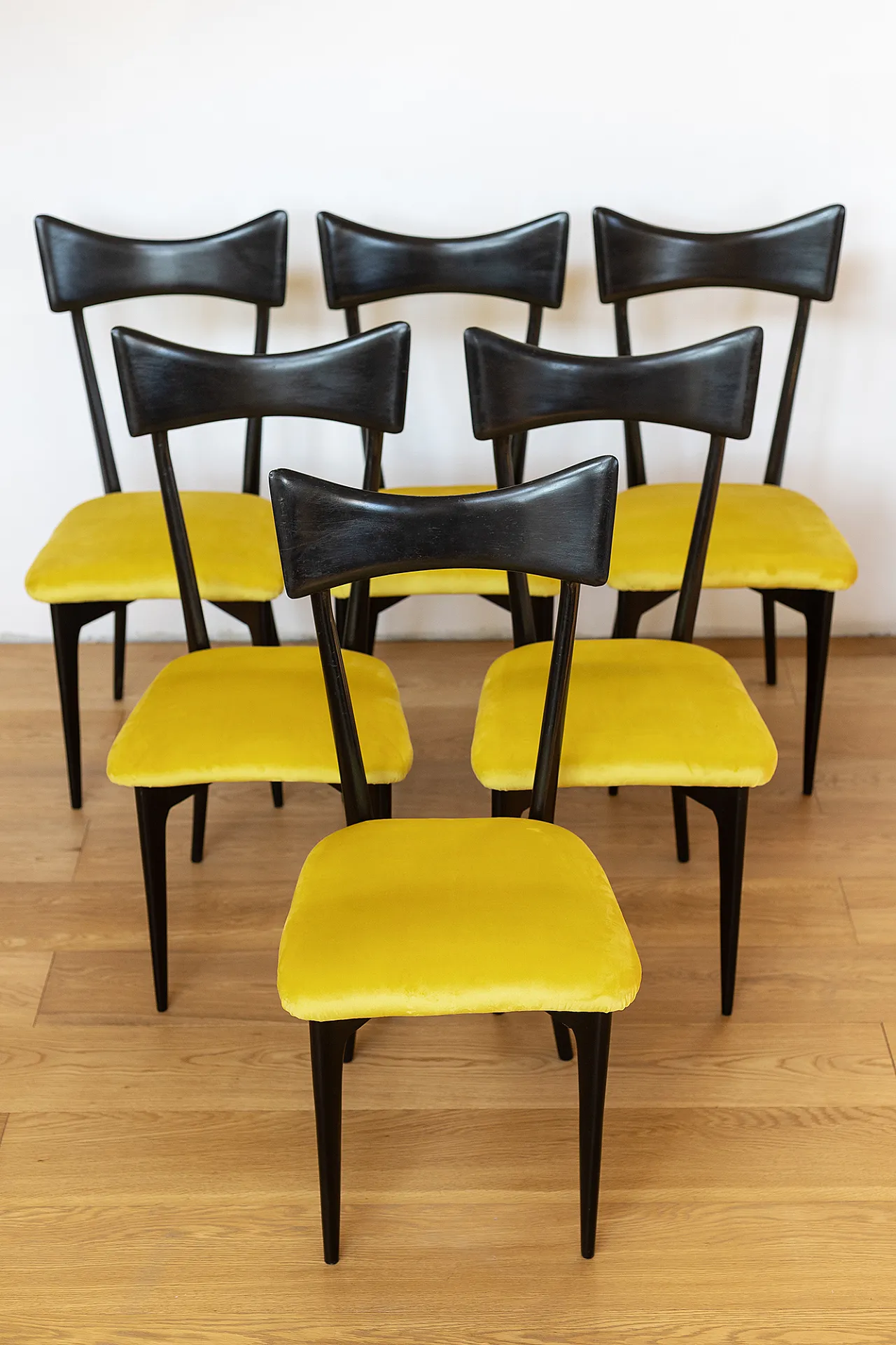 6 restored chairs in ebanized wood by Ico Parisi, 50s 3