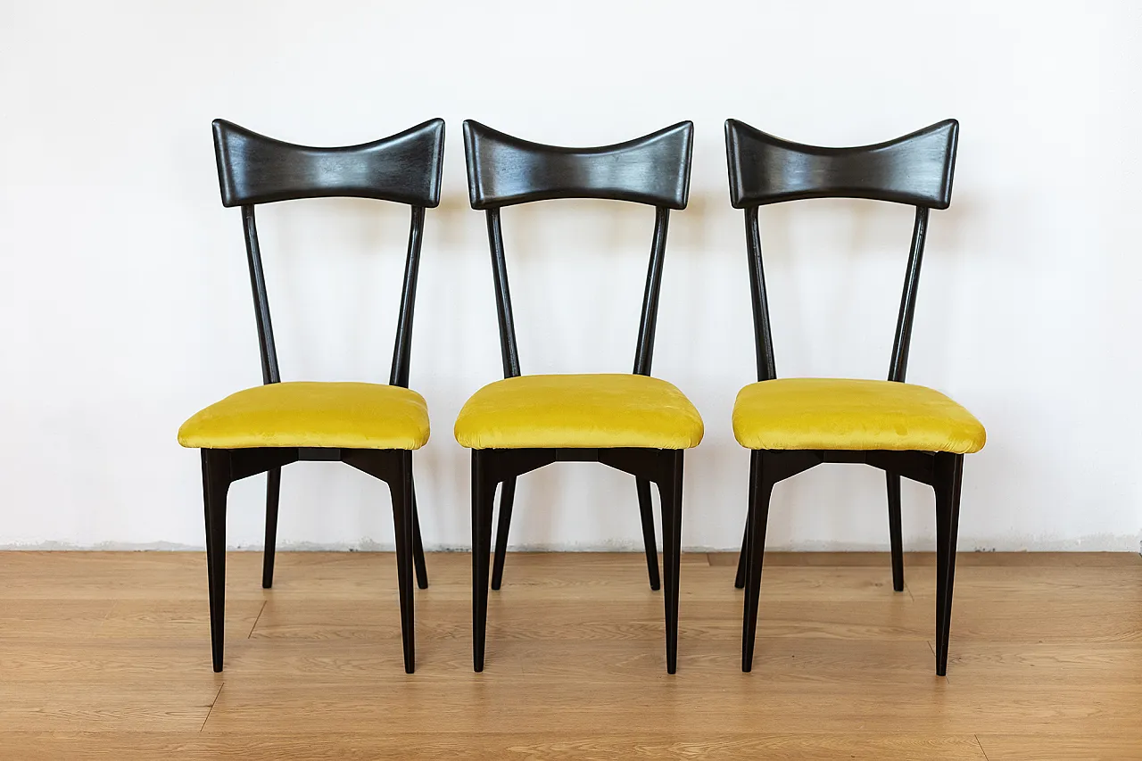 6 restored chairs in ebanized wood by Ico Parisi, 50s 5