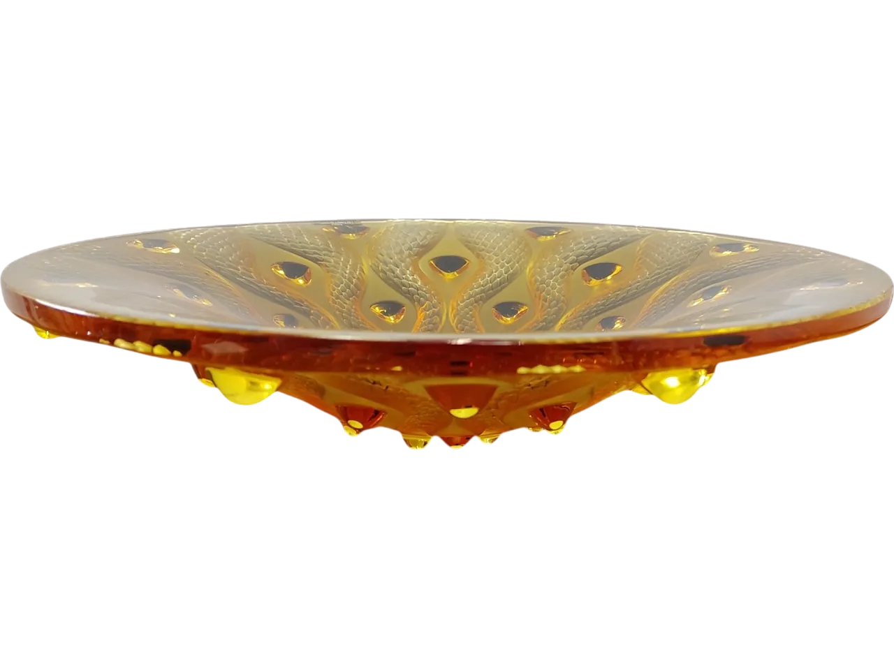 Snake effect amber crystal centrepiece by Lalique, 80s 9