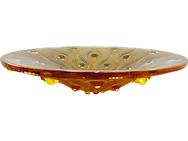 Snake effect amber crystal centrepiece by Lalique, 80s