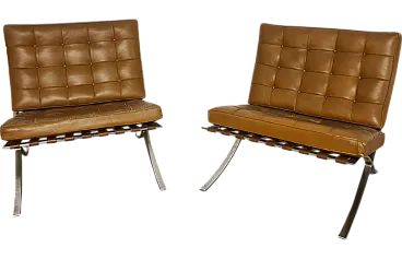 Pair of Knoll Barcellona armchairs, 60s