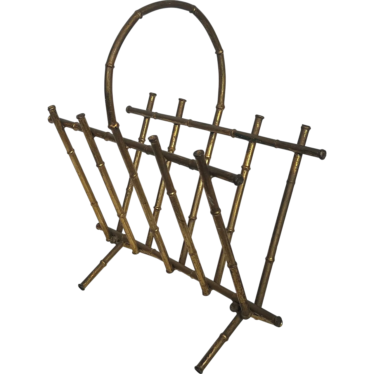 Gilded metal magazine rack in imitation bamboo style, 1940s 21