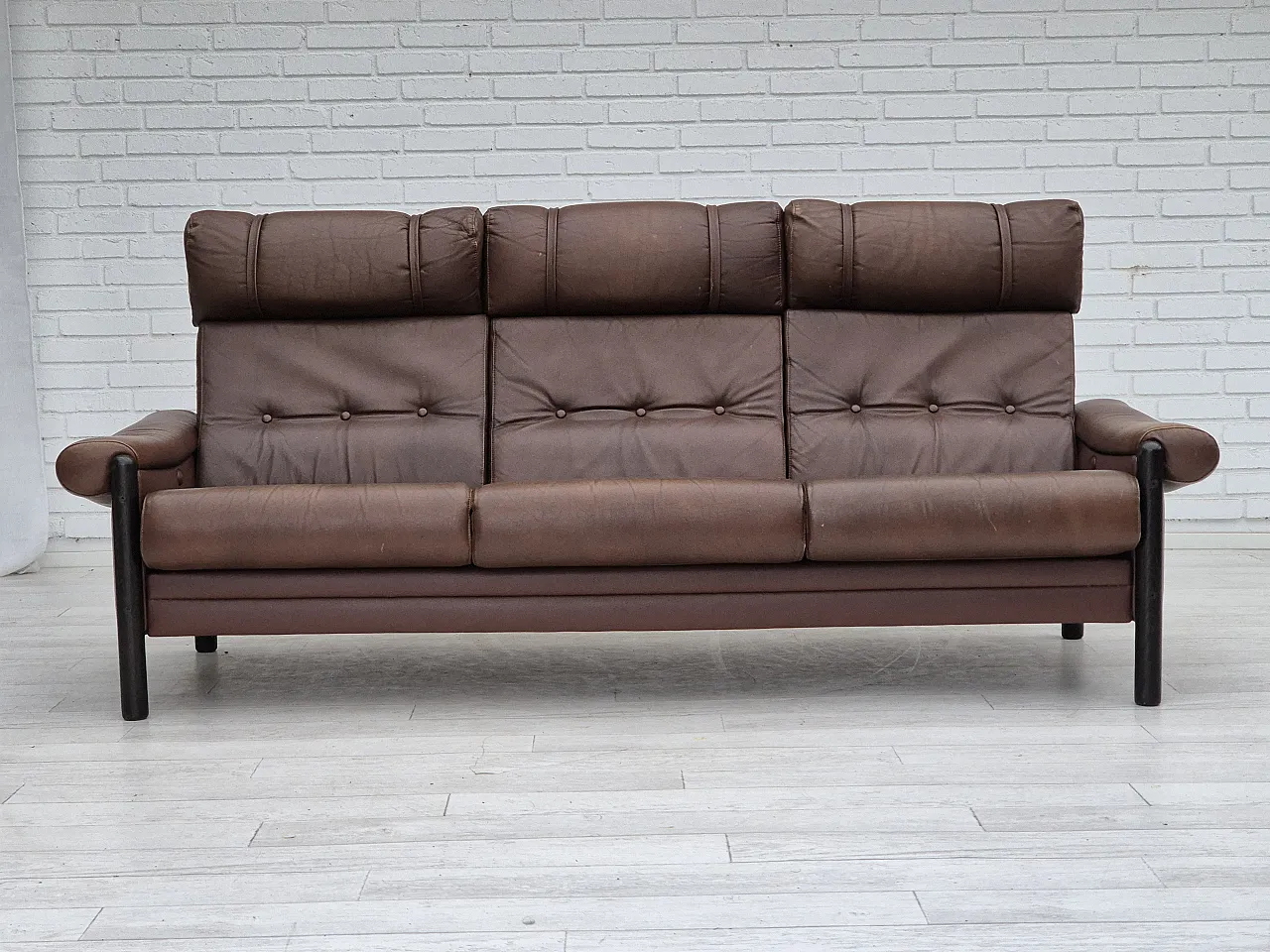 Danish 3-seater sofa in leather, 1970s 2