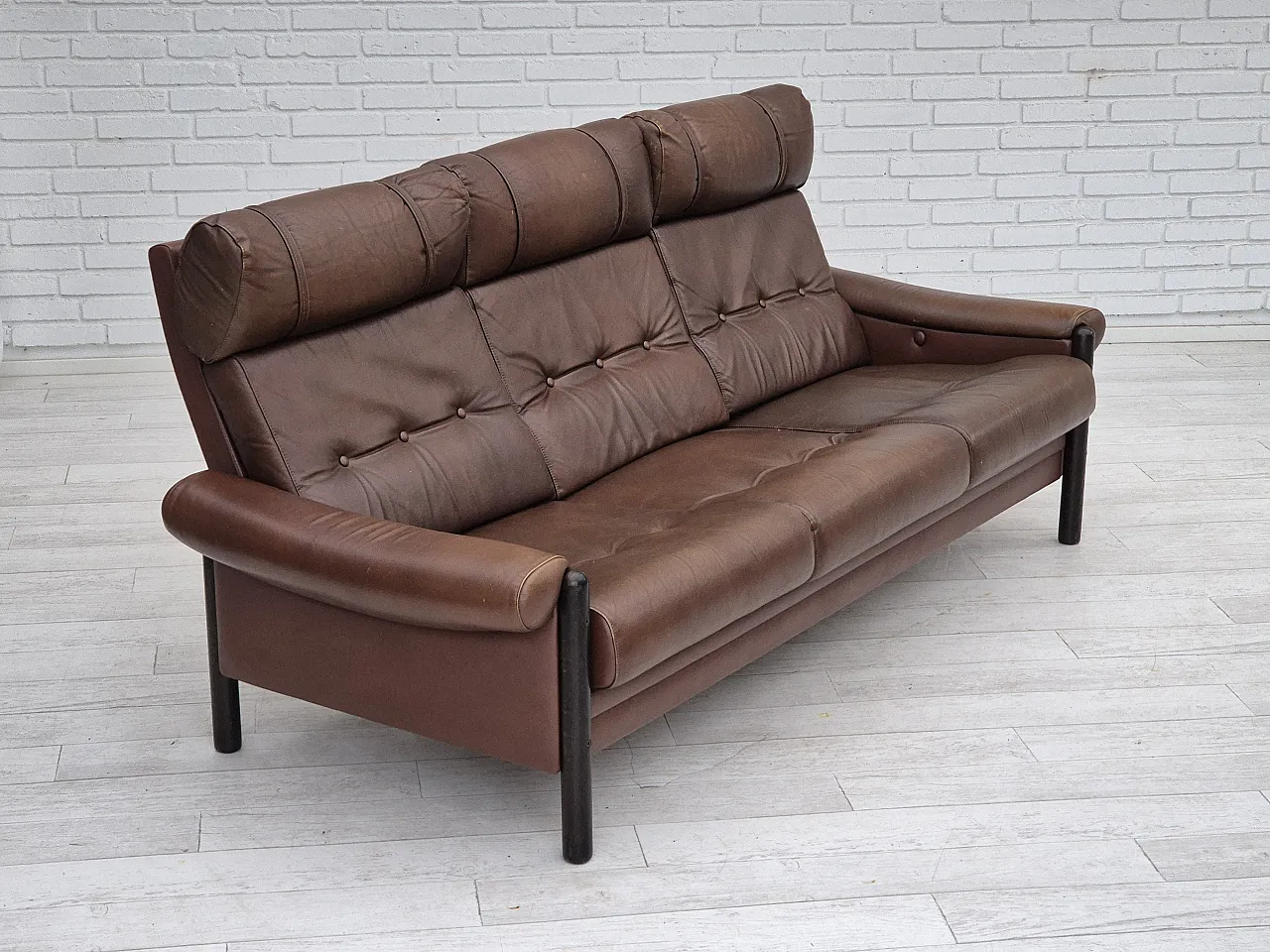 Danish 3-seater sofa in leather, 1970s 5