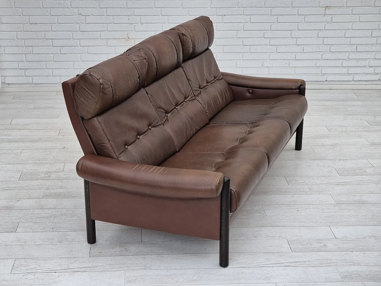 Danish 3-seater sofa in leather, 1970s 7