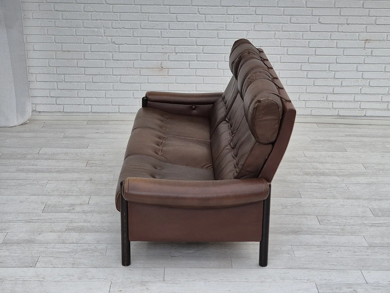 Danish 3-seater sofa in leather, 1970s 15