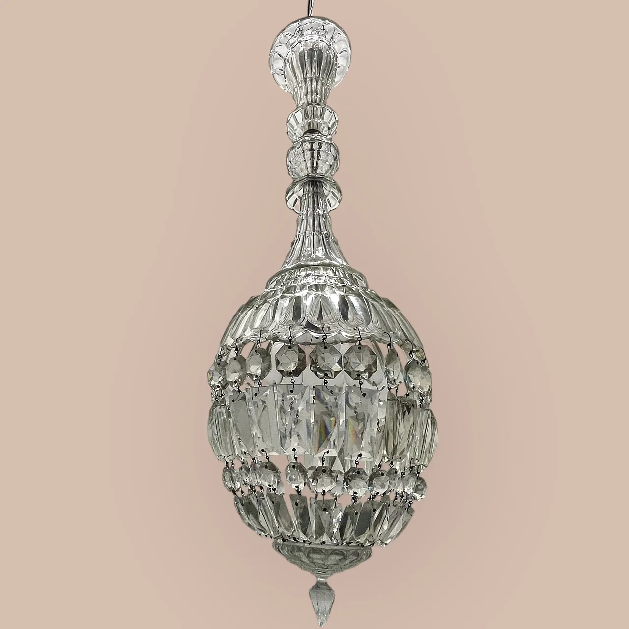 Murano Glass Crystal Light Pendant, 1940s 9