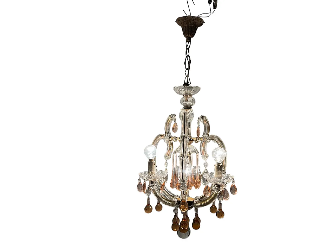 Pink Murano Glass Tear Drop Chandelier, 1950s 4