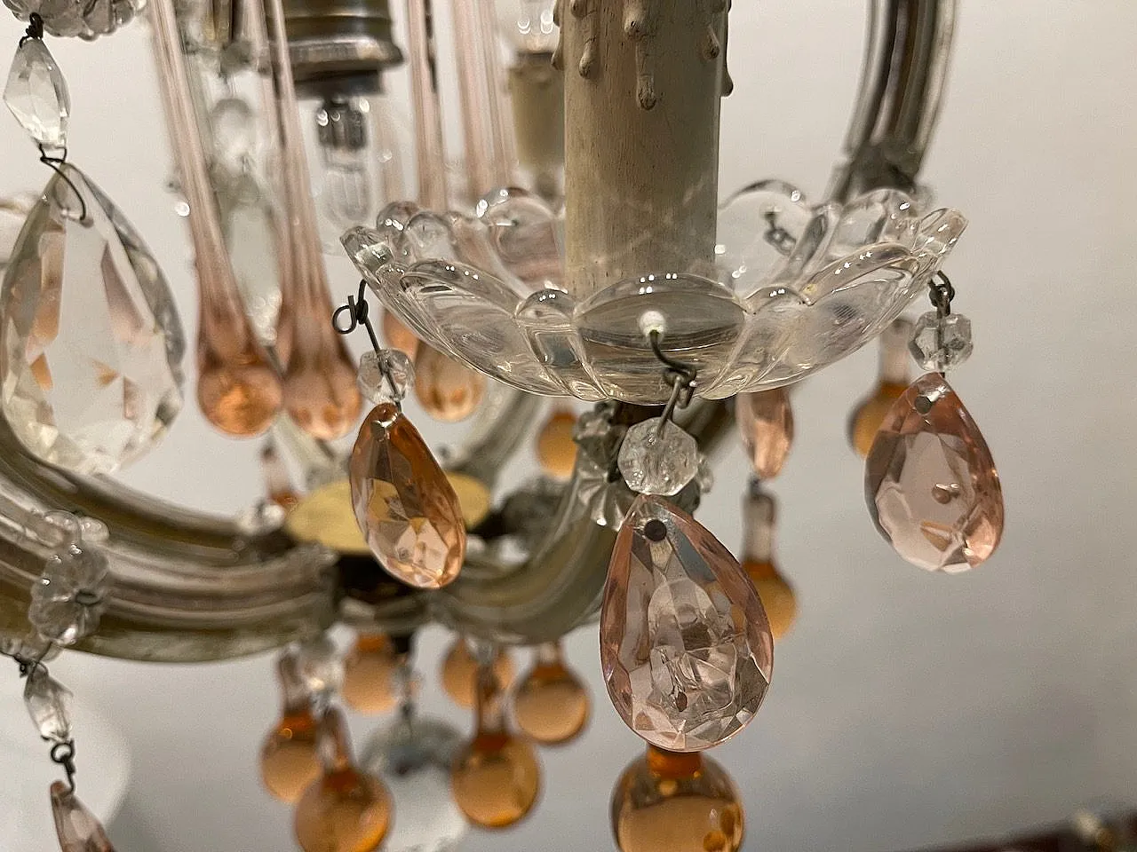 Pink Murano Glass Tear Drop Chandelier, 1950s 8