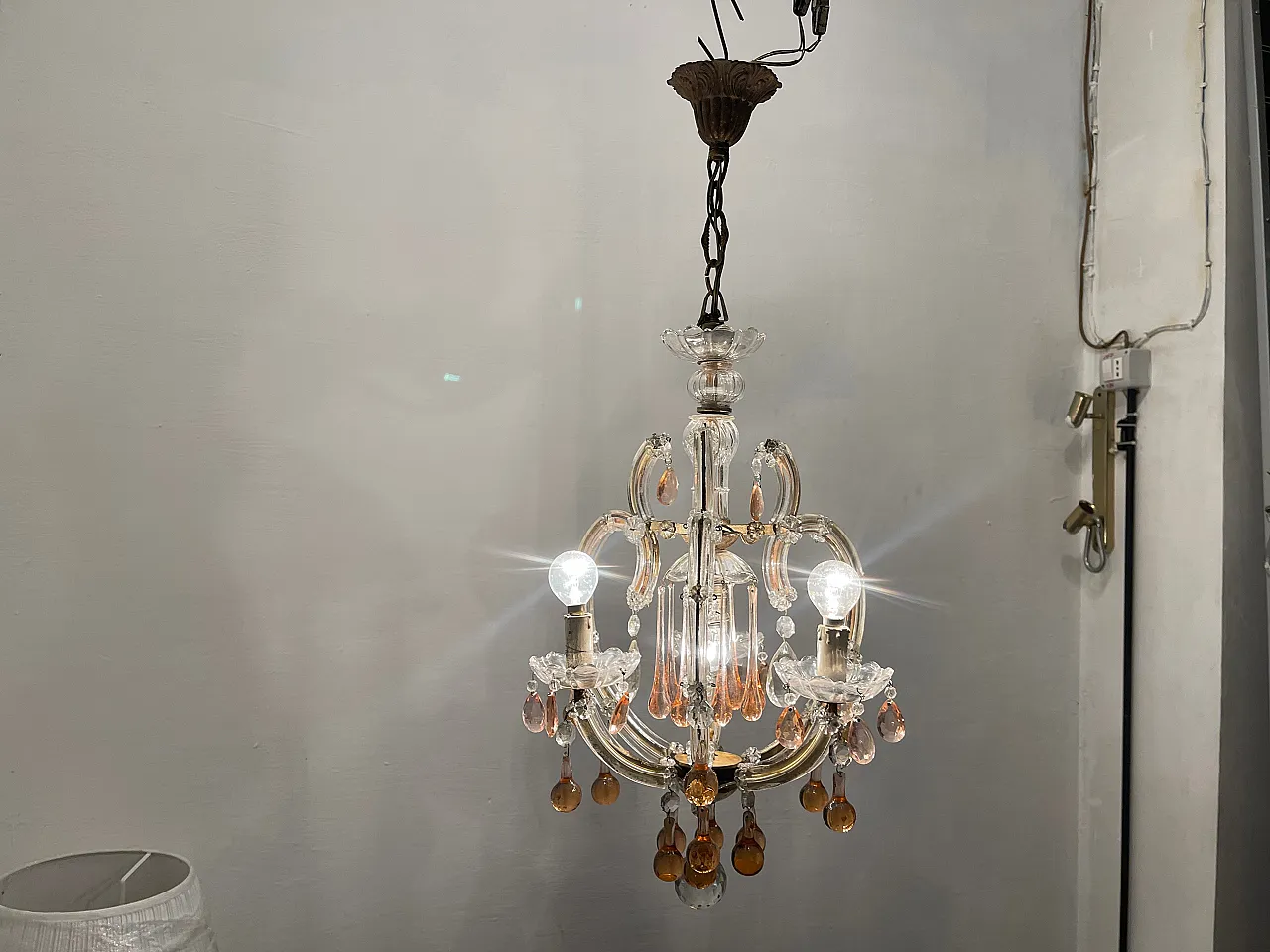 Pink Murano Glass Tear Drop Chandelier, 1950s 10