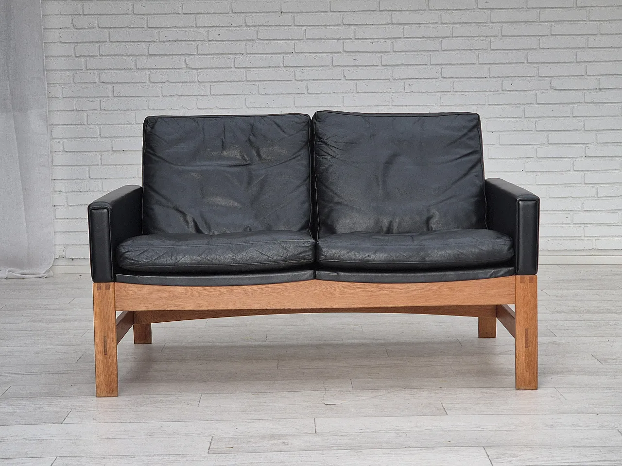 Danish 2-seater sofa in leather, 60s 1