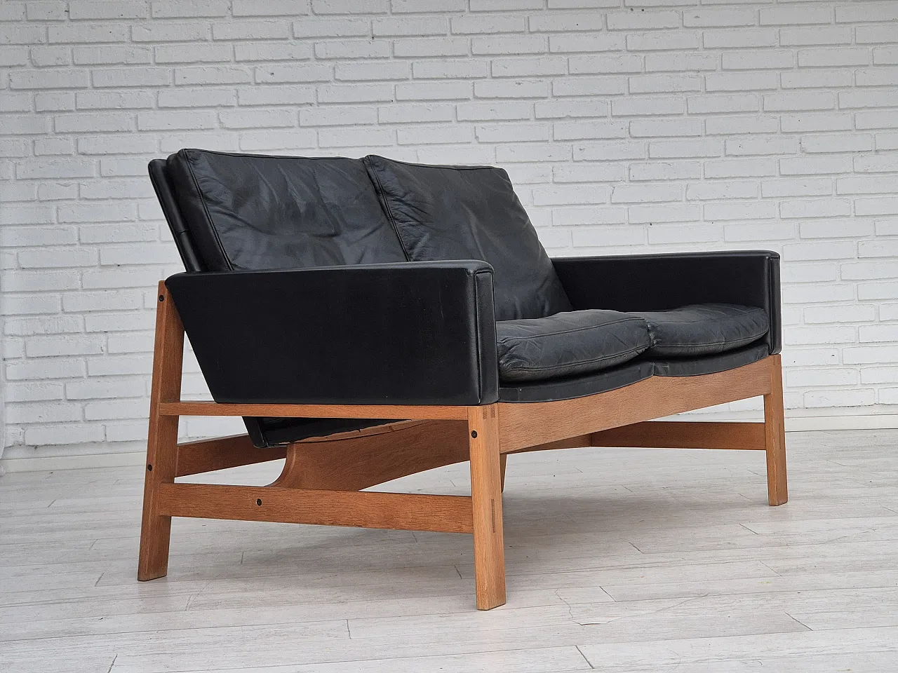 Danish 2-seater sofa in leather, 60s 5