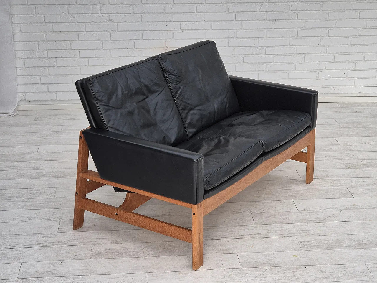 Danish 2-seater sofa in leather, 60s 6